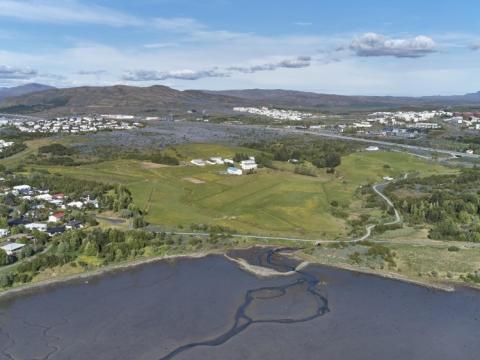 Loftmynd af Keldnalandi