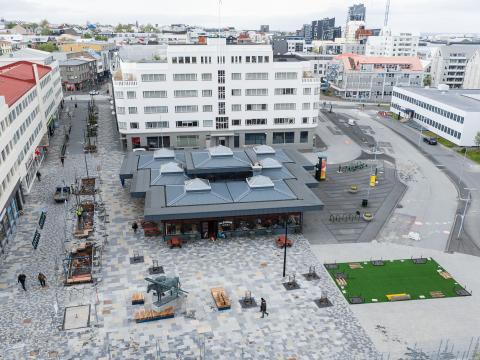 A temporary playground has been installed at Hlemmur and leisure areas will be expanded with fun street furniture.