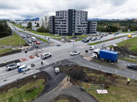 Framkvæmdirnar á Höfðabakka hafa staðið yfir í sumar.