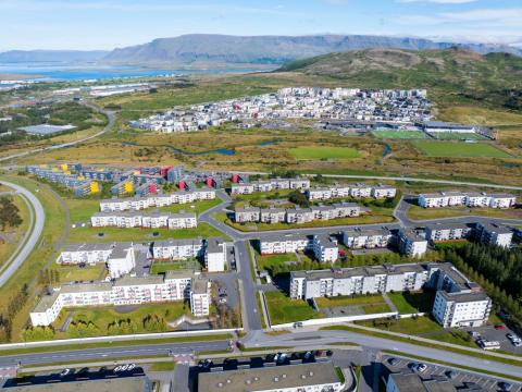 Aerial view of Grafarholt and Úlfarsárdalur