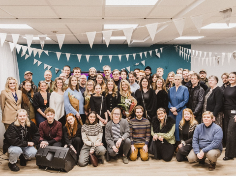 Group photo at the gathering of grant recipients from the Iceland Music Fund's early 2026 distribution.