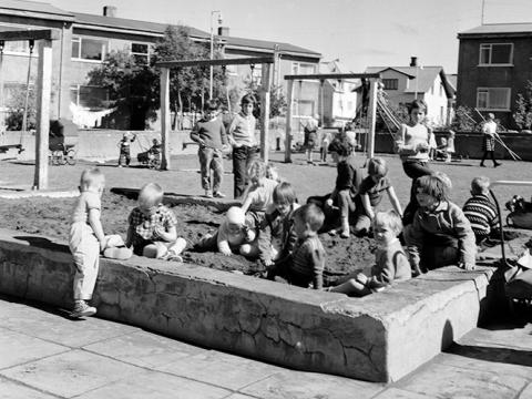 Children playing at the worker housing.