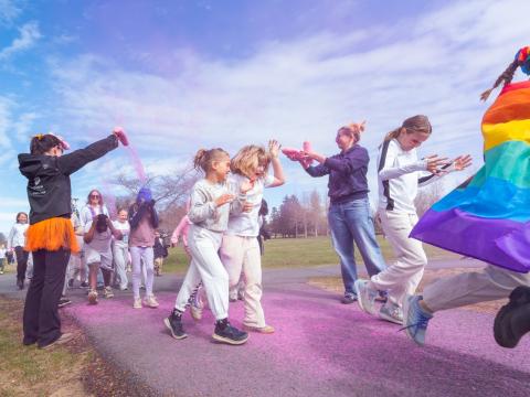 A vibrant photo from the rainbow run.
