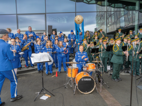 Brass band battle at Harpa