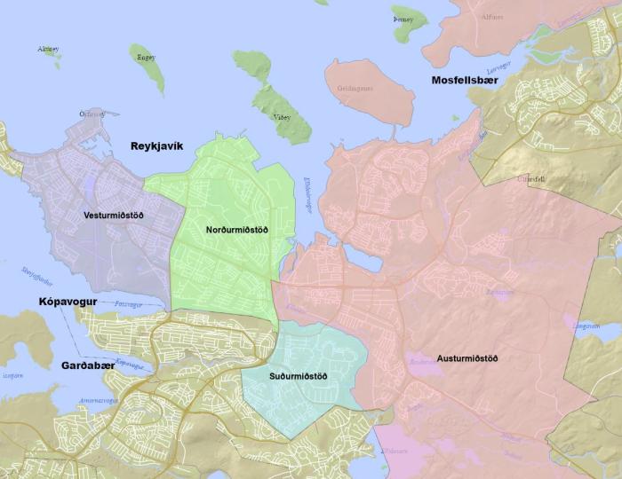 Neighborhood divisions in Reykjavík