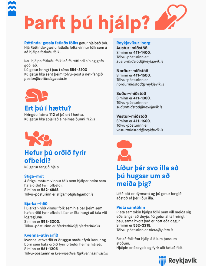The image shows a poster with information about where to seek help if you have experienced violence