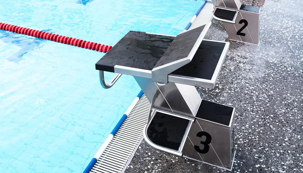 Starting block by the outdoor pool at Sundhöll Reykjavík Pool