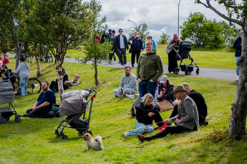People sitting on the grass in Hljómskálagarður