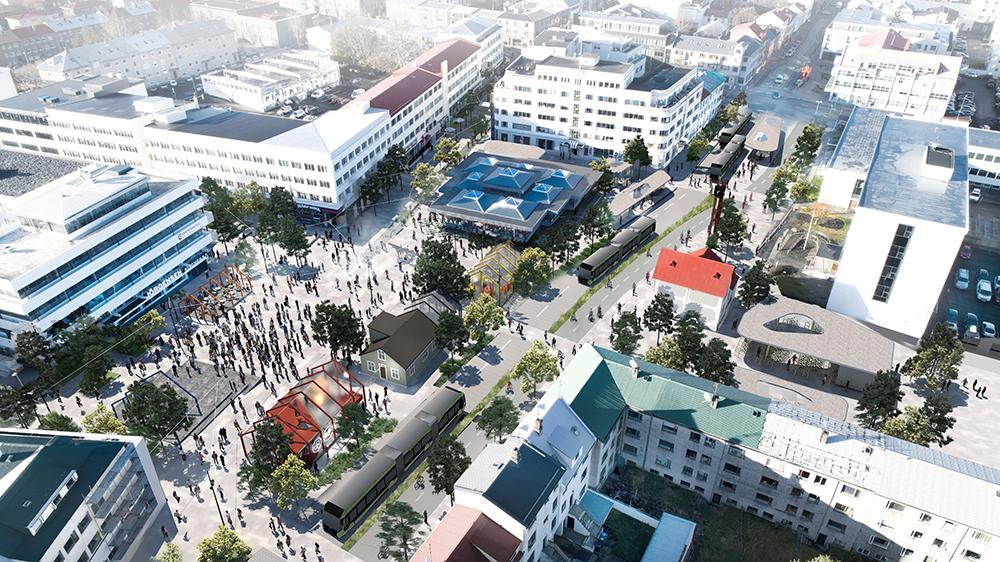 Computer generated overview image of the proposed new land-use plan at Hlemmur.