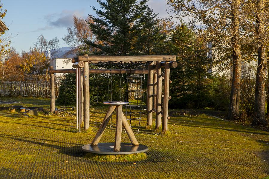 Playground equipment on the Engjaborg grounds.