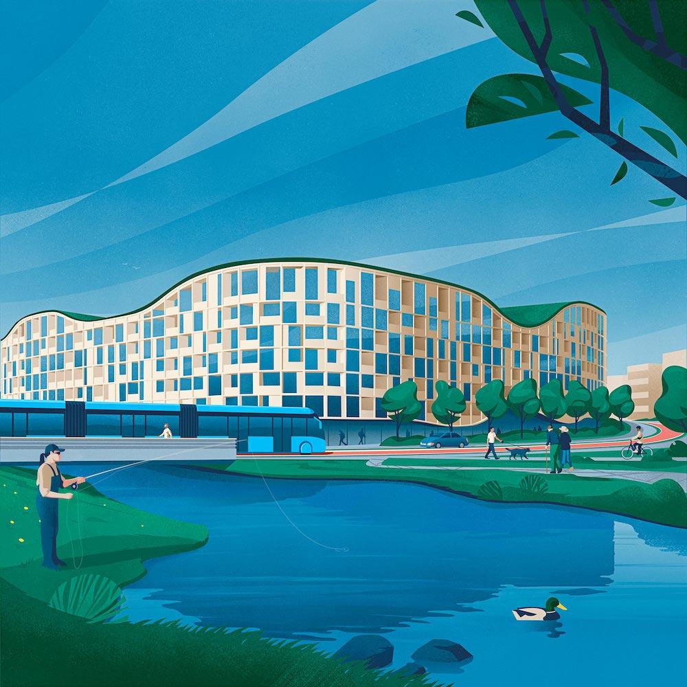 Drawing of CityLine and its surrounding environment.