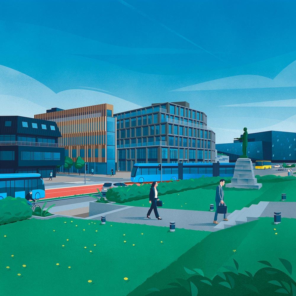 Drawing of CityLine and its surrounding environment.