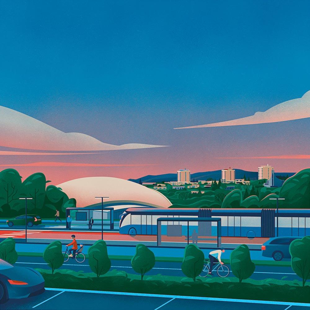 Drawing of CityLine and its surrounding environment.