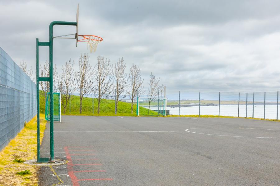 Basketball and soccer courts.