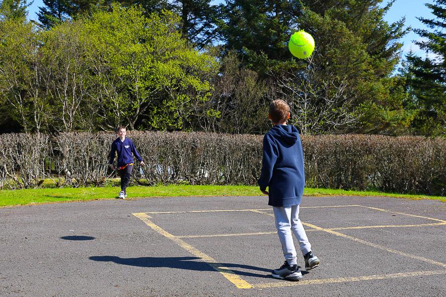 Children playing ball games. 
