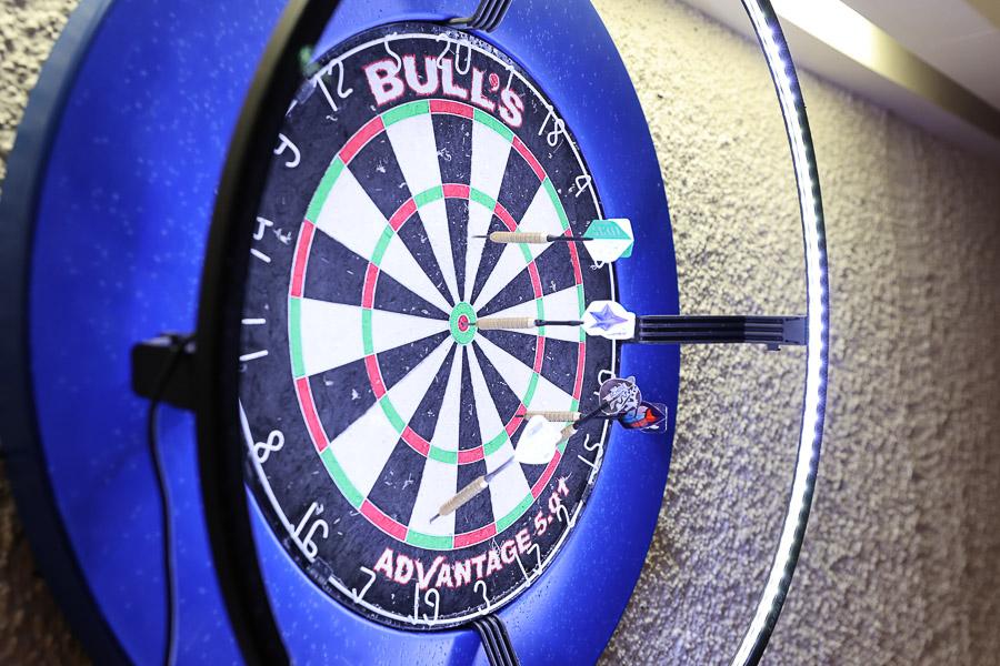 Dartboard mounted on the wall.