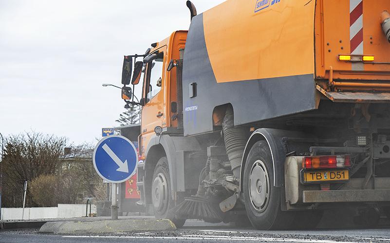 Street cleaning in progress.