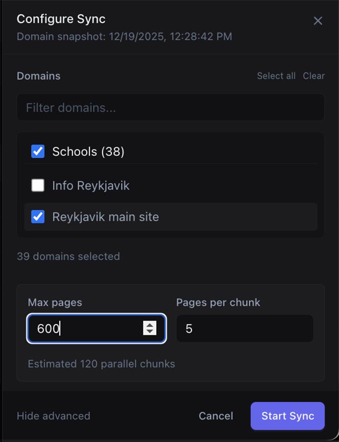 Skjáskot úr kerfi fyrir sjálfvirka þýðingu.