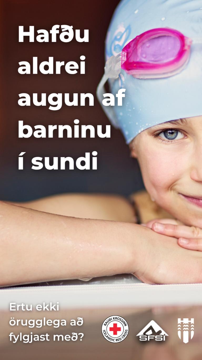 Áminningarorð til foreldra barna í sundi.