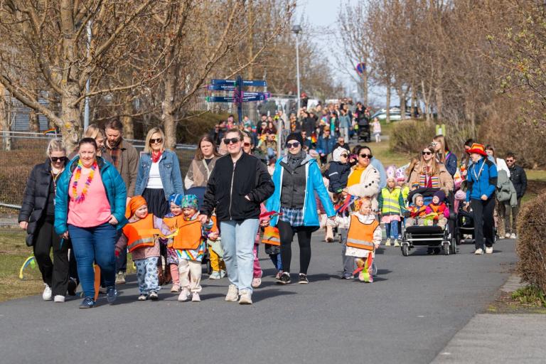 A photo from the pride walk in Laugardalur