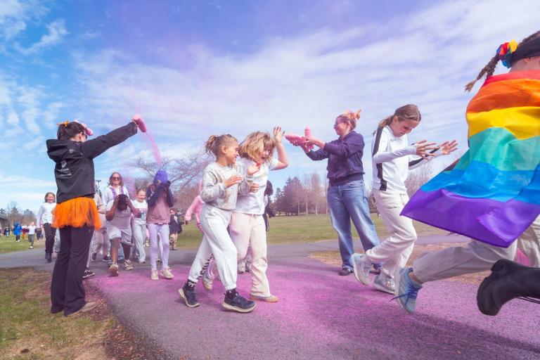 A vibrant photo from the rainbow run.