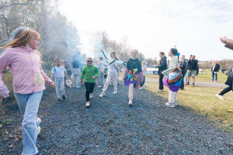 A vibrant photo from the rainbow run.